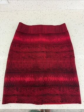 STUNNING Hervé Léger Red Snakeskin Ombré Bandage Skirt